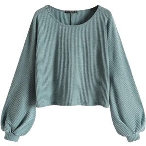 Women's Ribbed Cropped Long Sleeve Shirt